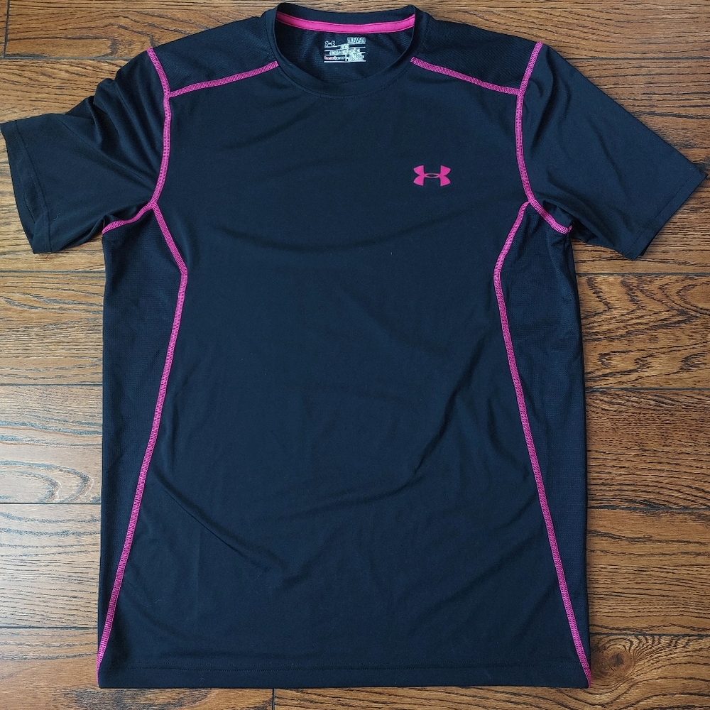 Under Armour Black Athletic Tee with Pink Accents
